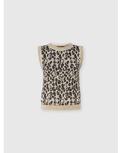 Missoni White Animal-Jacquard Knit Crewneck Top