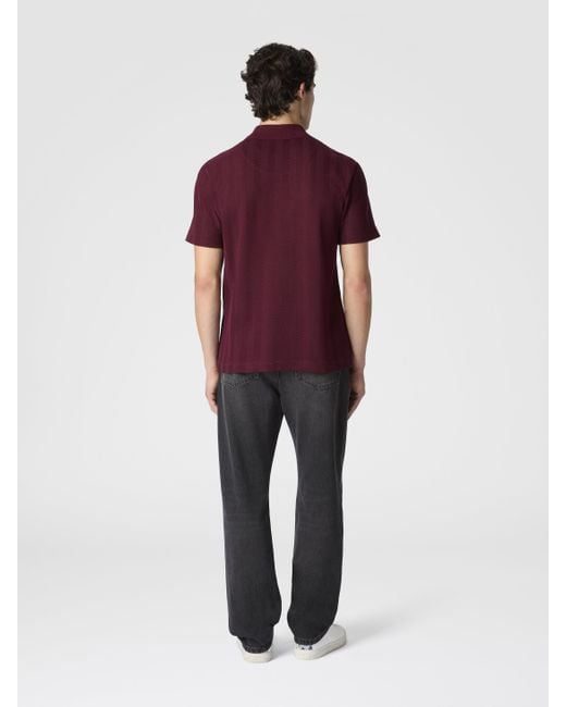 Missoni Poloshirt Aus Baumwolle Und Viskose Mit Ton-In-Ton-Zickzack, Herren, Größe in Purple für Herren