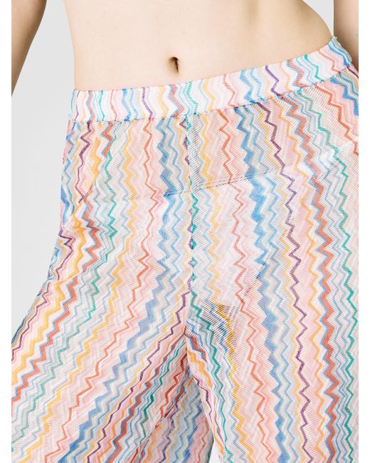 Missoni White Palazzo Pants With Zig Zag Pattern
