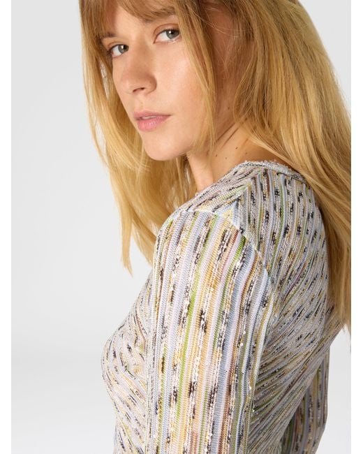 Missoni White Long-Sleeved Dress With Lurex