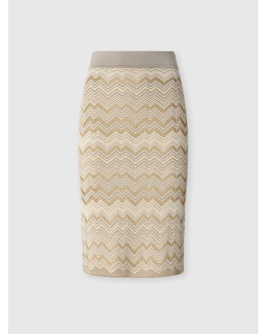 Missoni Natural Chevron Wool And Viscose Mini Skirt