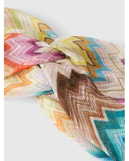 Missoni White Hair Band With Zig Zag Motif