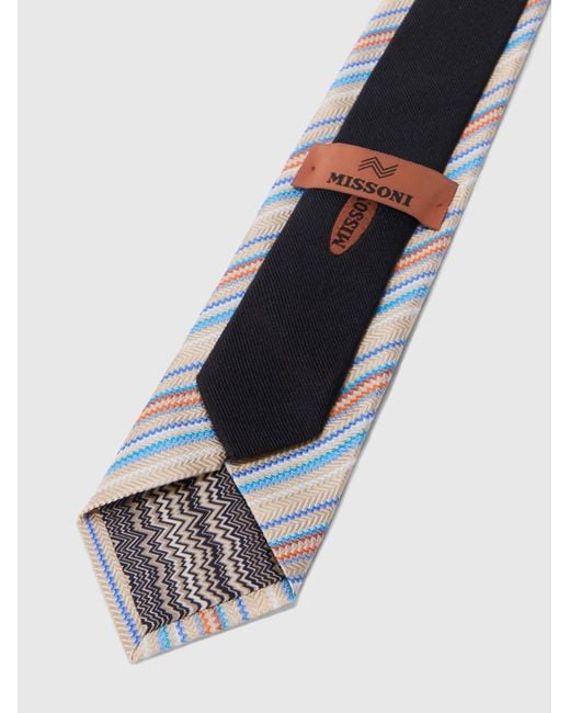 Missoni White Silk Tie With Micro Zigzag Pattern for men