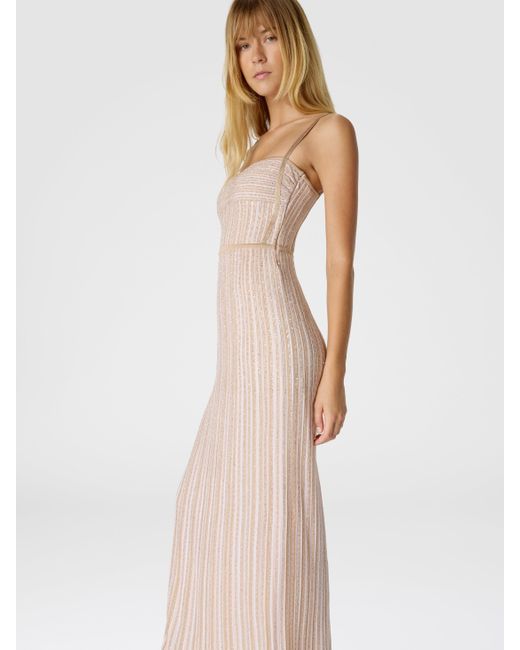 Missoni White Ärmelloses Langes Kleid Mit Lamé-Streifen, Damen, Größe