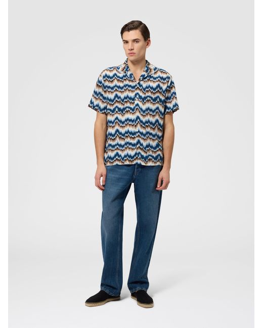 Missoni Blue Printed Viscose Bowling Shirt for men