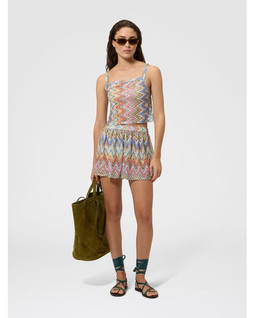 Missoni White Zig Zag Printed Fabric Shorts