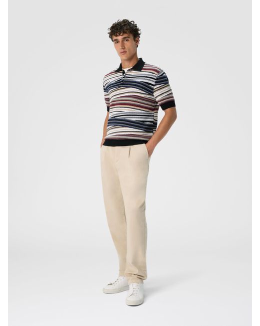 Missoni Kurzarm-Poloshirt Mit Knöpfen Und Gestreiftem Zickzack, Herren, Größe in White für Herren