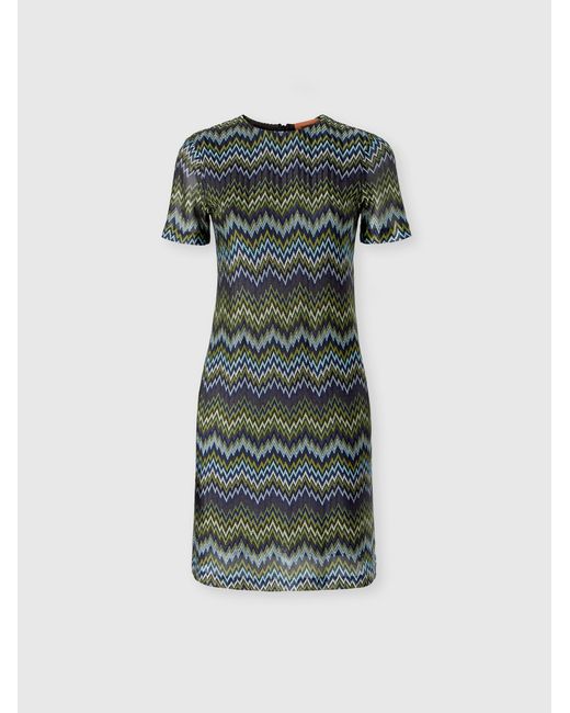 Missoni Green Short-Sleeve Viscose Mini Dress