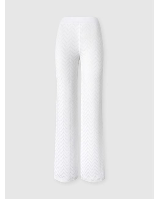 Missoni White Straight-Leg Stretch Chevron Cotton And Viscose Trousers