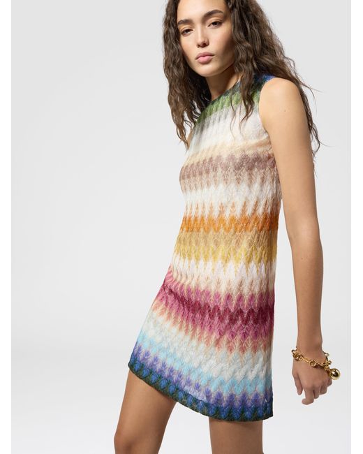 Missoni White Sleeveless Dégradé Viscose Mini Dress