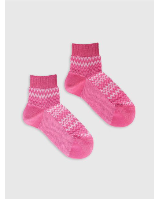 Chaussettes Courtes En Mélange De Coton Zig Zag, Femme, Taille Missoni en coloris Pink
