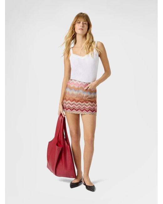 Missoni White Viscose Chevron Snake-Pattern Mini Skirt
