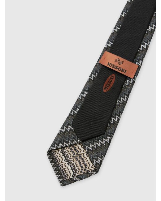 Missoni White Lamé Silk Tie for men