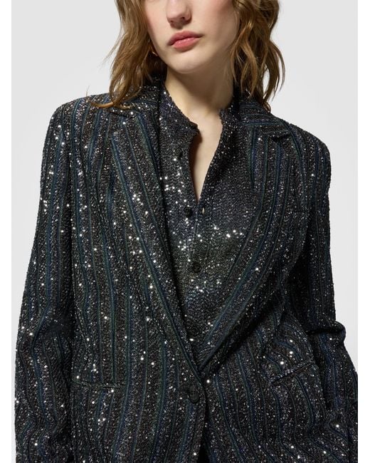 Missoni Blue Striped Lamé Knit Blazer