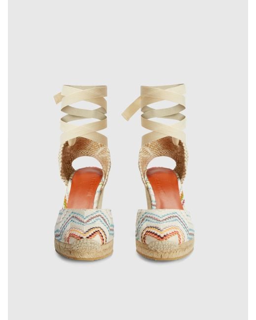 Missoni Natural Espadrilles With Zigzag Pattern And High Wedge Heel