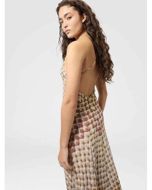 Missoni Metallic Long Viscose Lamé Dress With Crossed Straps