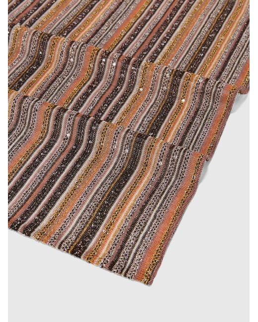 Missoni Brown Ribbed Lamé Viscose Stole With Sequins