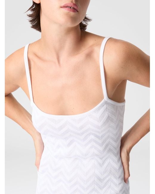 Missoni White Chevron Cotton And Viscose Mini Dress