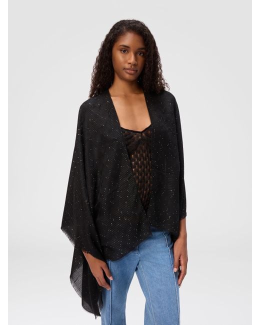 Missoni Black Viscose Blend Cape With Luminous Details