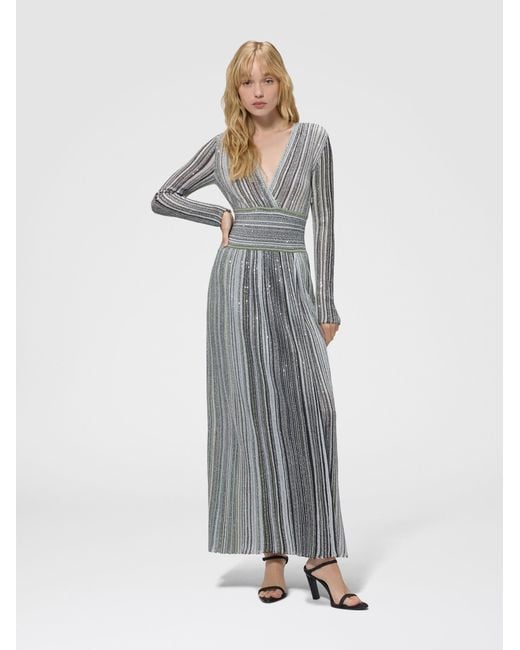 Missoni Gray Midi Dress With V-Neck