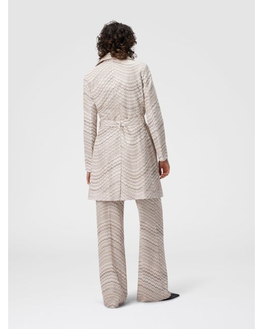 Missoni White Double-Breasted Trench Coat With Wavy Zigzag Pattern