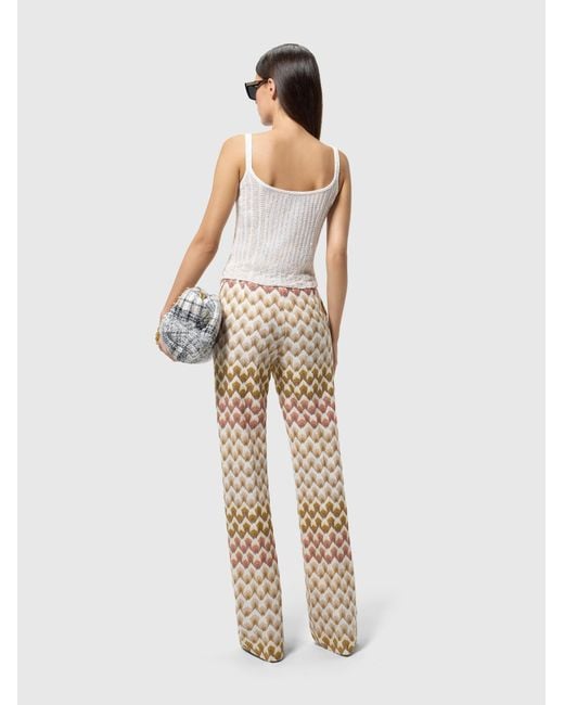 Missoni Natural Straight-Leg Viscose Lamé Trousers With Lace Motif