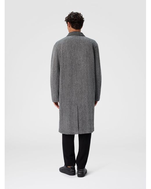 Missoni Gray Wool Cloth Coat With Chevron Pattern for men