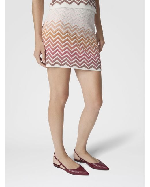 Missoni White Chevron Dégradé Cotton And Viscose Mini Skirt