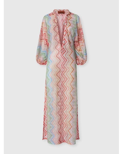 Missoni Pink Long Zig Zag Printed Cover-Up