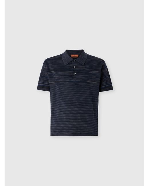Missoni Blue Space-Dye Mercerized Cotton Polo Shirt for men