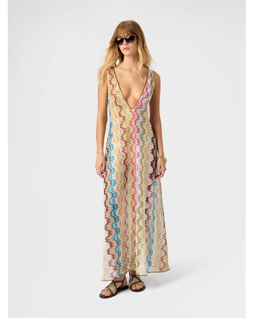 Missoni White Long Cover-Up With Deep V-Neckline