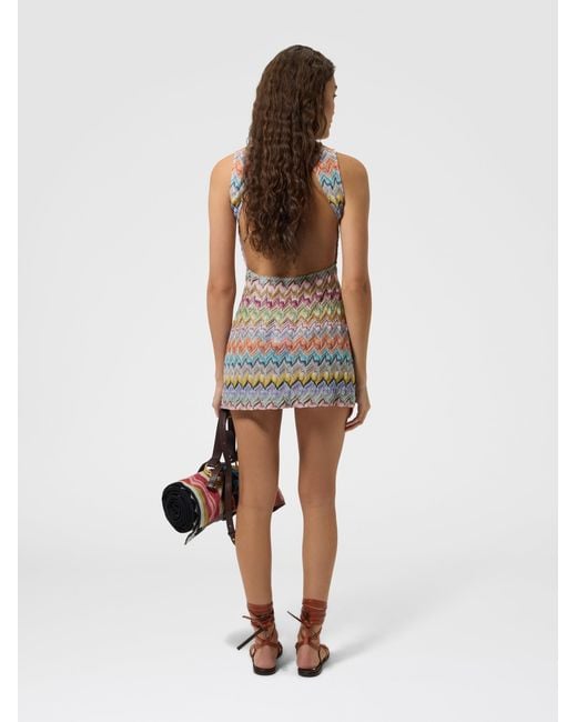 Missoni White Viscose Lamé Mini Dress With Cut-Out