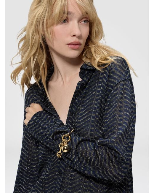 Missoni Blue Viscose Lamé Shirt With Greek Key Motif