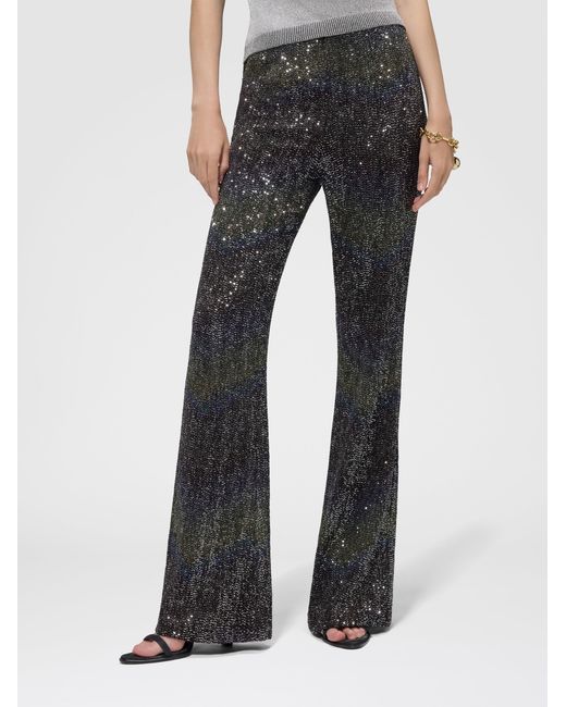 Missoni Gray Flare Trousers With Woven Greek Key Motif