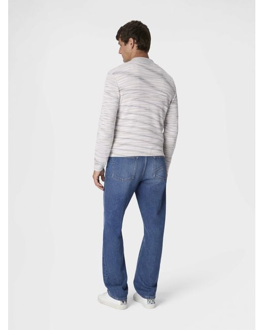 Missoni White Ribbed Cotton Cardigan With Mock Neck And Flamed Texture for men