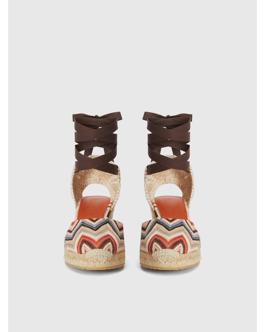 Espadrillas Motivo Zig Zag Con Zeppa Media, Donna, Taglia di Missoni in Pink
