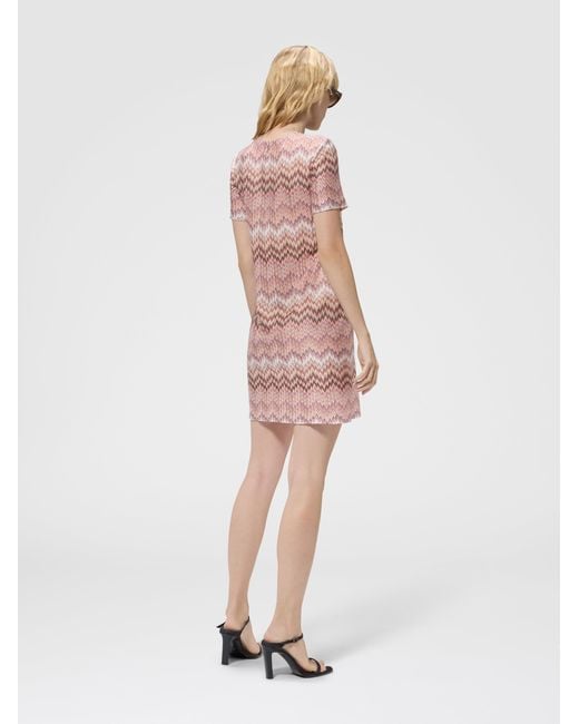 Missoni Pink Short-Sleeve Viscose Mini Dress, & Multicoloured