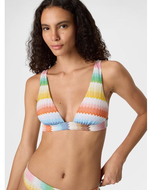 Missoni White Bralette Bikini With Dégradé Zigzag Pattern