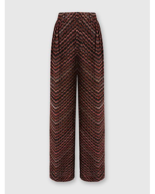 Missoni Brown Mid-Rise Tailored Pants With Zigzag Pattern
