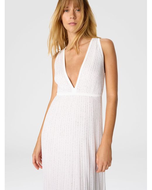 Missoni White Midi Mixed Viscose Lamé Dress With Sequins