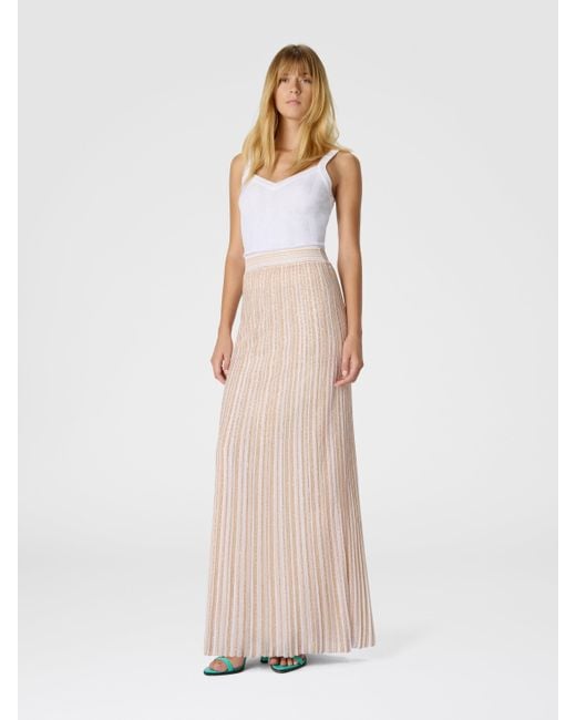 Missoni Pink Long Skirt With Lamé Stripes