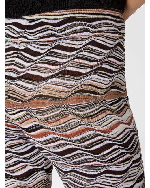 Missoni Gray Straight Long Pants With Wave Pattern