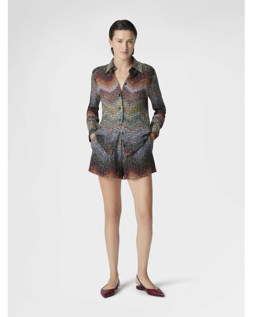 Missoni Gray Mixed Viscose Lamé Shorts With Sequins
