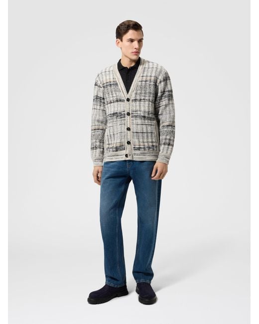 Missoni White Wool-Blend Check Cardigan With Side Pockets for men