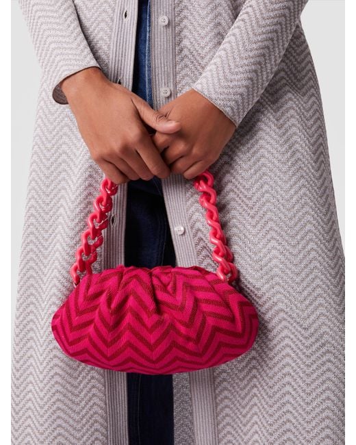 Pouch Misto Cotone Zig Zag Con Tracolla A Catena, Donna, Taglia di Missoni in Red