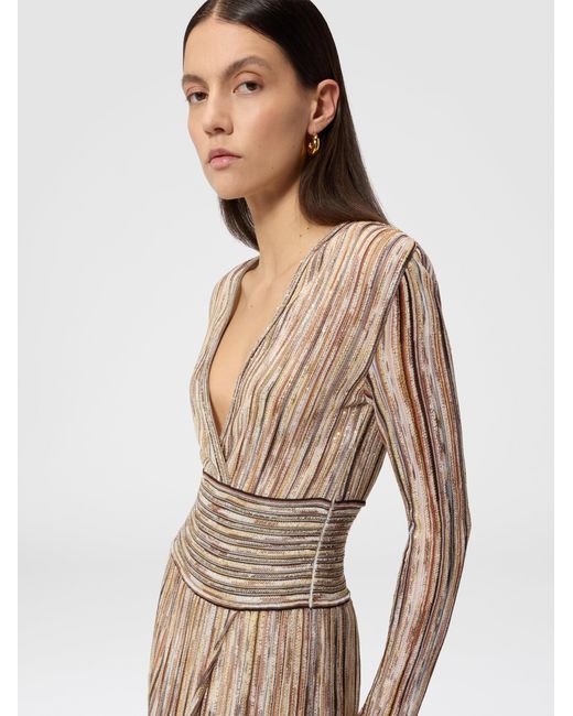 Missoni Natural Long Ribbed Viscose-Blend Dress With Sequins