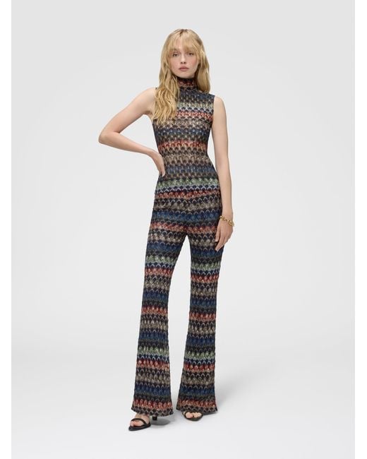 Missoni Black Sleeveless Viscose Lamé Top With Lace Motif