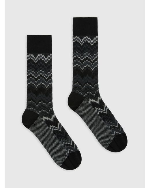 Missoni Black Mountain Motif Ankle Socks for men