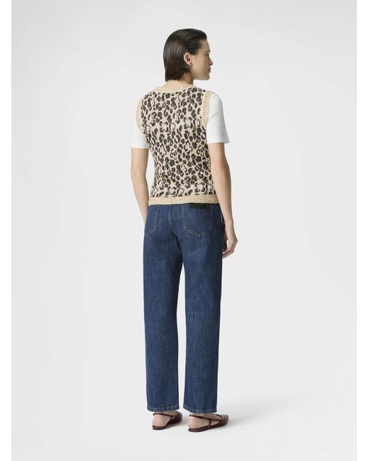 Missoni White Animal-Jacquard Knit Crewneck Top