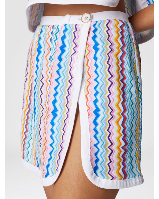 Minigonna A Portafoglio Con Motivo A Zig Zag, Donna, Taglia di Missoni in Blue